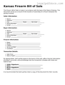 Official  Firearm Bill of Sale Form for Kansas
