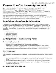 Official  Non-disclosure Agreement Form for Kansas