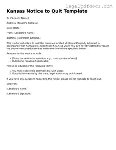 Official  Notice to Quit Form for Kansas