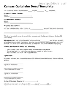Official  Quitclaim Deed Form for Kansas