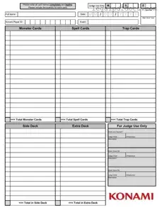Fill Out a Valid Konami Decklist Template
