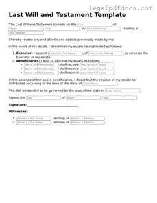 Last Will and Testament Template