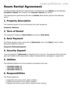 Room Rental Agreement Template