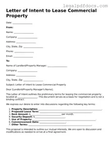 Letter of Intent to Lease Commercial Property Template
