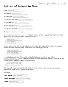 Letter of Intent to Sue Template