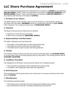 LLC Share Purchase Agreement Template
