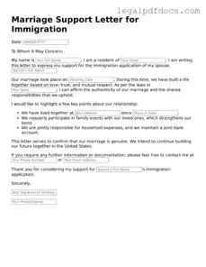 Marriage Support Letter for Immigration Template