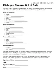 Official Firearm Bill of Sale Form for Michigan