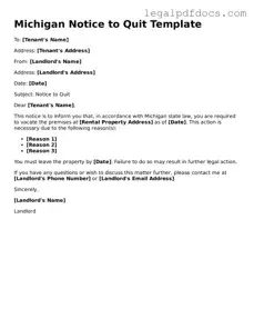 Official  Notice to Quit Form for Michigan