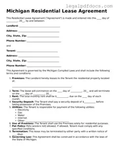 Official Residential Lease Agreement Form for Michigan