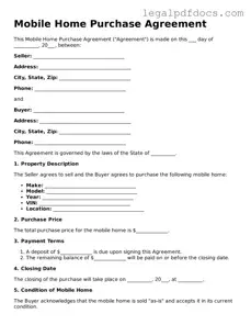 Mobile Home Purchase Agreement Template