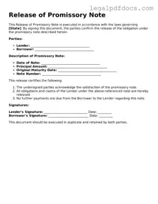 Release of Promissory Note Template