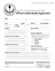 Fill Out a Valid Cuddle Buddy Application Template