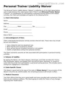 Personal Trainer Liability Waiver Template