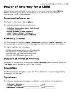 Power of Attorney for a Child Template