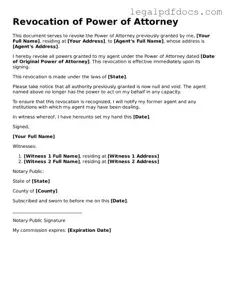 Revocation of Power of Attorney Template