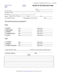 Fill Out a Valid Proof Of Vaccination Dog Template