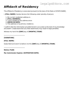 Affidavit of Residency Template