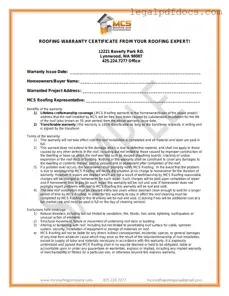 Fill Out a Valid Roofing Warranty Certificate Template