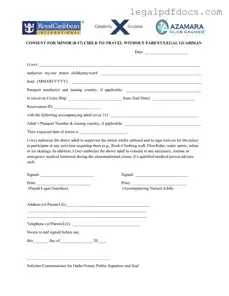Fill Out a Valid Royal Caribbean Parental Consent Template