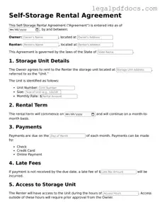 Self-Storage Rental Agreement Template