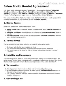 Salon Booth Rental Agreement Template