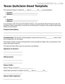 Official  Quitclaim Deed Form for Texas
