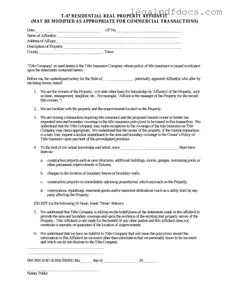 Fill Out a Valid Texas residential property affidavit T-47 Template