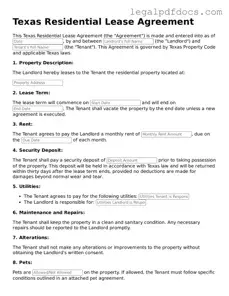 Official  Residential Lease Agreement Form for Texas