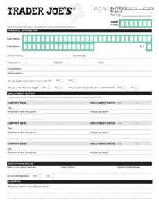 Fill Out a Valid Trader Joe's application Template
