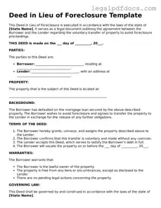 Deed in Lieu of Foreclosure Template