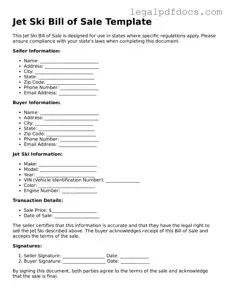 Jet Ski Bill of Sale Template