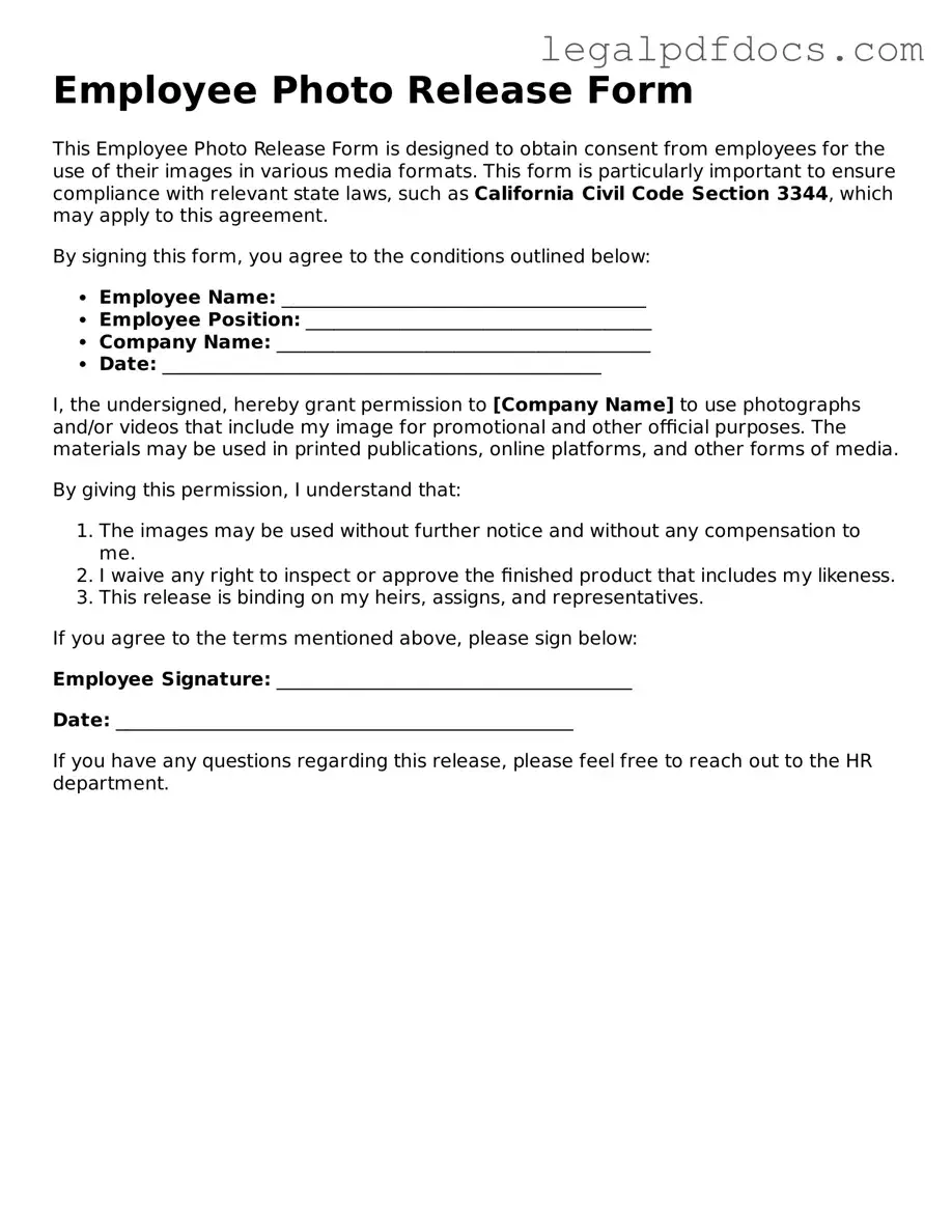 Employee Photo Release Template