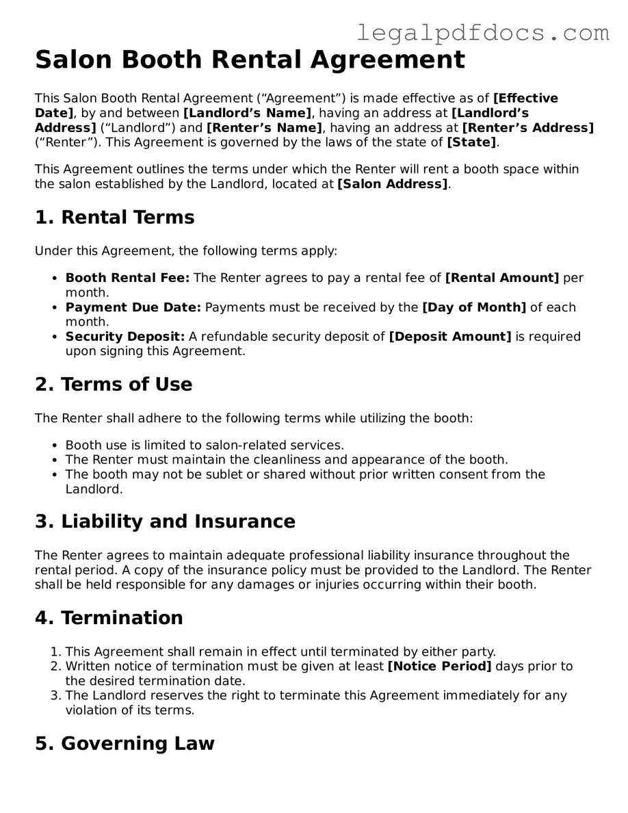 Salon Booth Rental Agreement Template