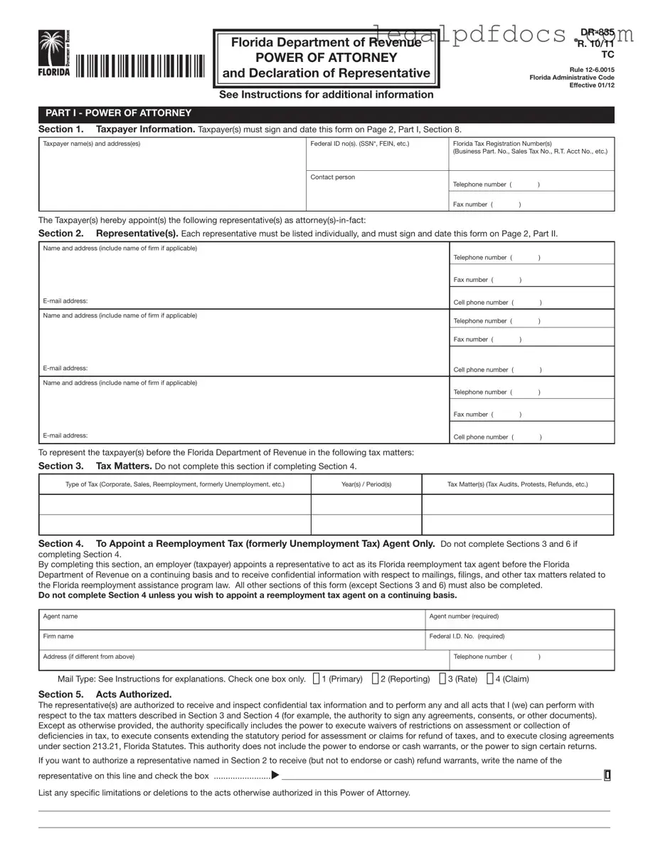 Fill Out a Valid Tax POA dr 835 Template