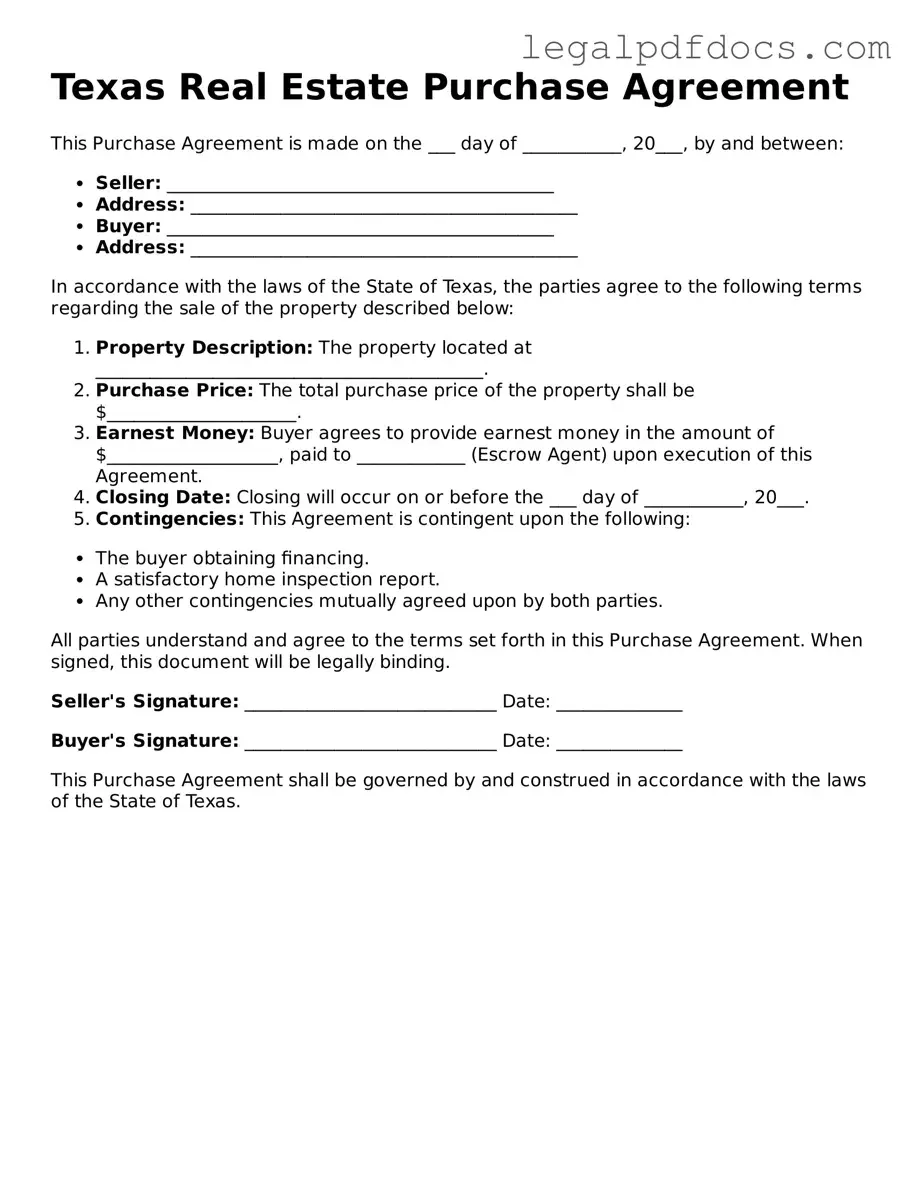 Official Real Estate Purchase Agreement Form for Texas