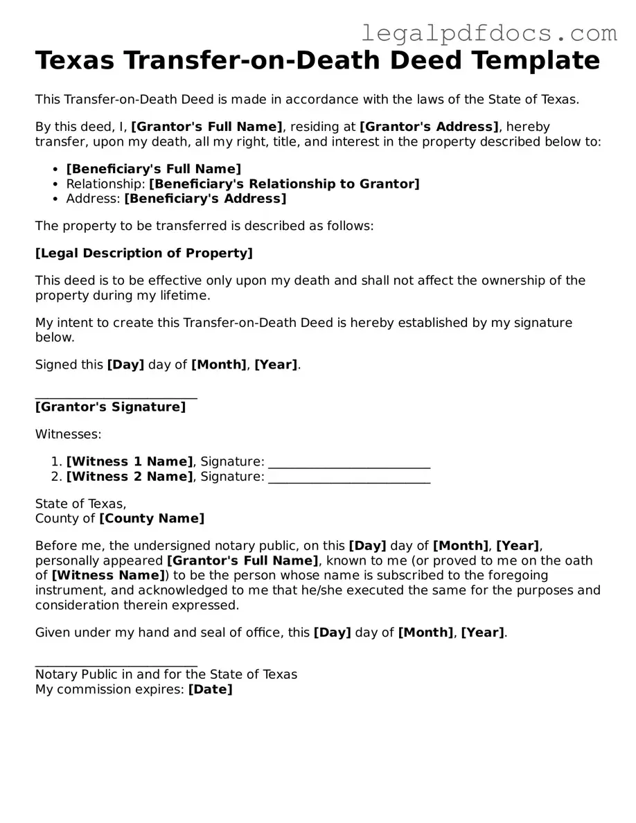 Official  Transfer-on-Death Deed Form for Texas