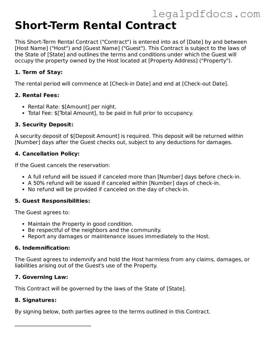 Short-Term Rental Contract Template