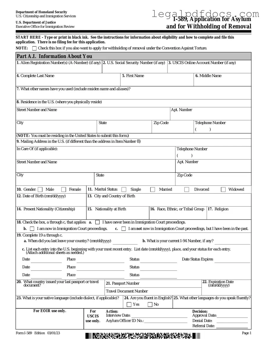 Fill Out a Valid USCIS I-589 Template