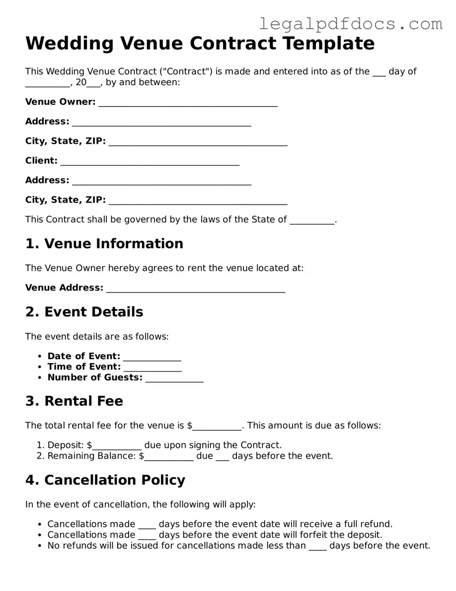 Wedding Venue Contract Template